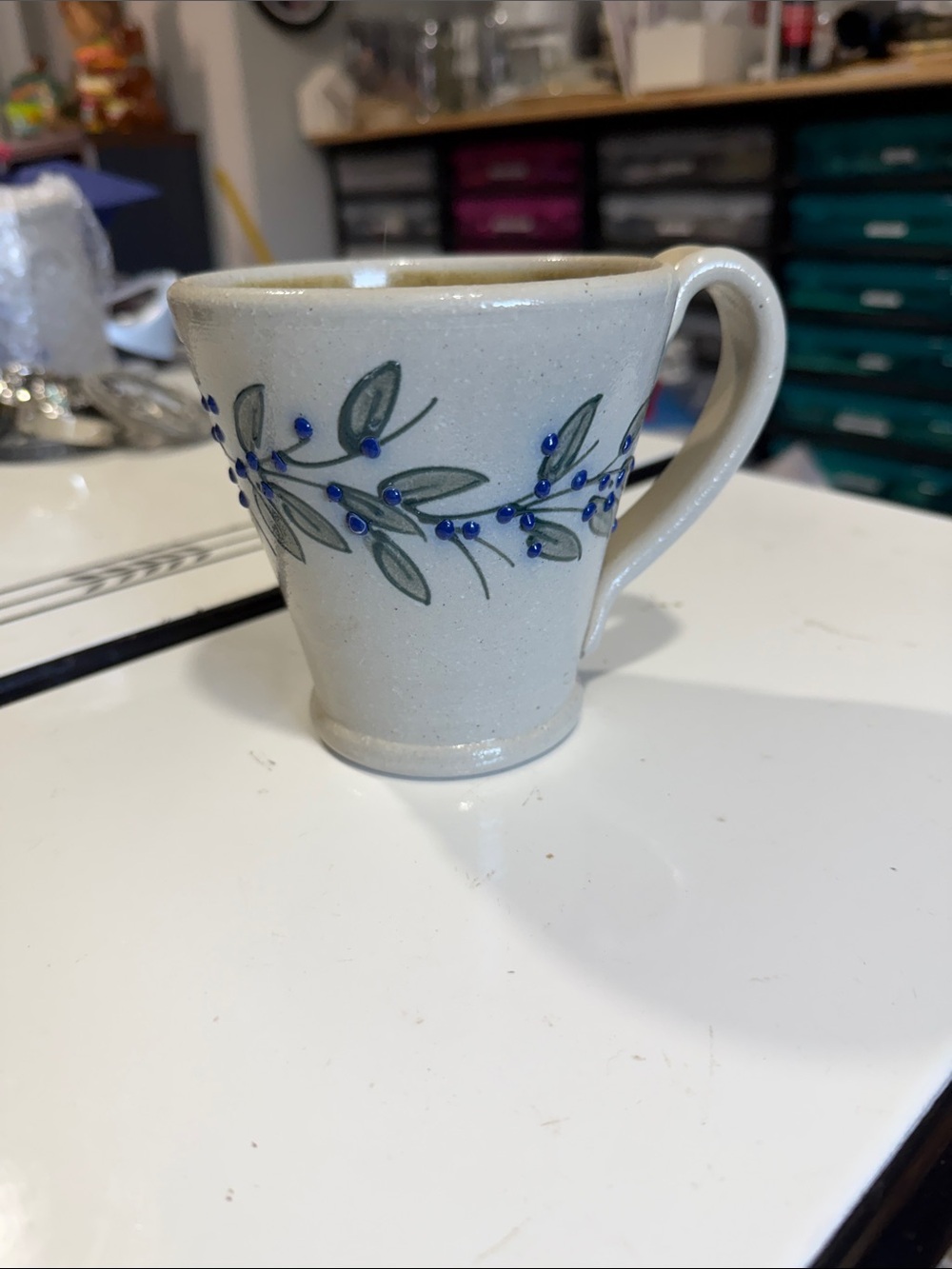 Salmon Falls Stoneware 2012 Blue Berry Vine Ceramic Mug